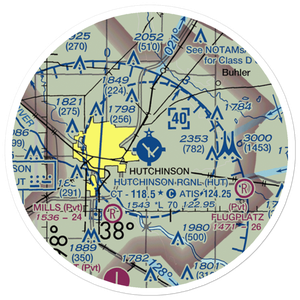 Hutchinson Municipal Airport (HUT) VFR Sectional Sticker (20 mile)
