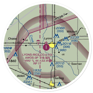 Lyons-Rice County Municipal Airport (LYO) VFR Sectional Sticker (20 mile)