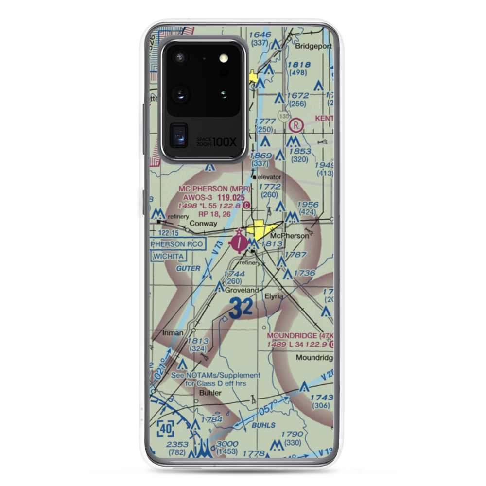 Mc Pherson Airport (MPR) VFR Sectional Samsung Case Samsung Galaxy S20 Ultra model shown