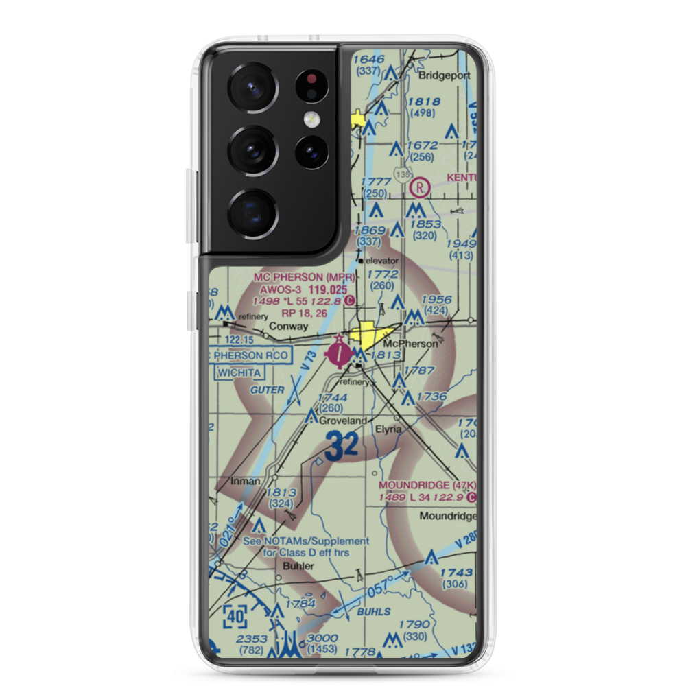Mc Pherson Airport (MPR) VFR Sectional Samsung Case Samsung Galaxy S21 Ultra model shown