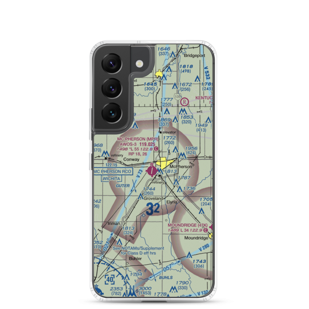 Mc Pherson Airport (MPR) VFR Sectional Samsung Case Samsung Galaxy S22 model shown
