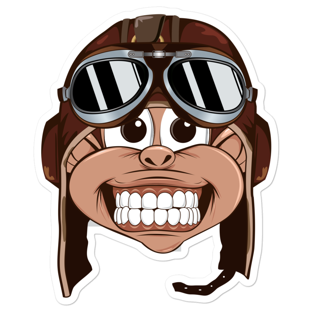 Monkey in Vintage Aviator Helmet Sticker 
